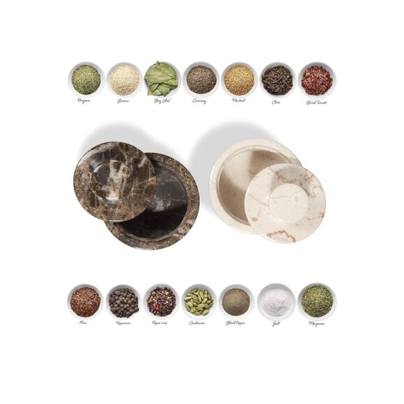 Beige Marble Salt Cellar with Lid (3.5oz) - Versatile Marble Jar To Store Spices - Picture 5 of 12